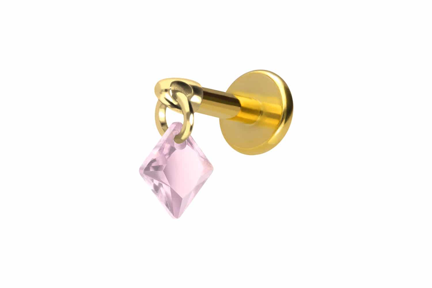 Titan Labret Piercing mit Innengewinde KRISTALLQUADRAT